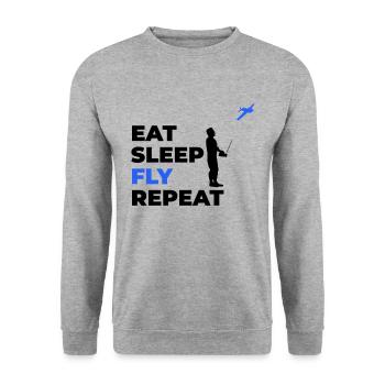 Eat Sleep Fly Repeat - Modélisateurs - Sweat-shirt Unisexe - gris chiné - Devant - Alina (178cm) & Michal (187cm)