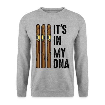 It‘s In My DNA Zigarren Rauchen Spruch Geschenk - Unisex Pullover - Weißgrau meliert - Vorne - Alina (178cm) & Michal (187cm)