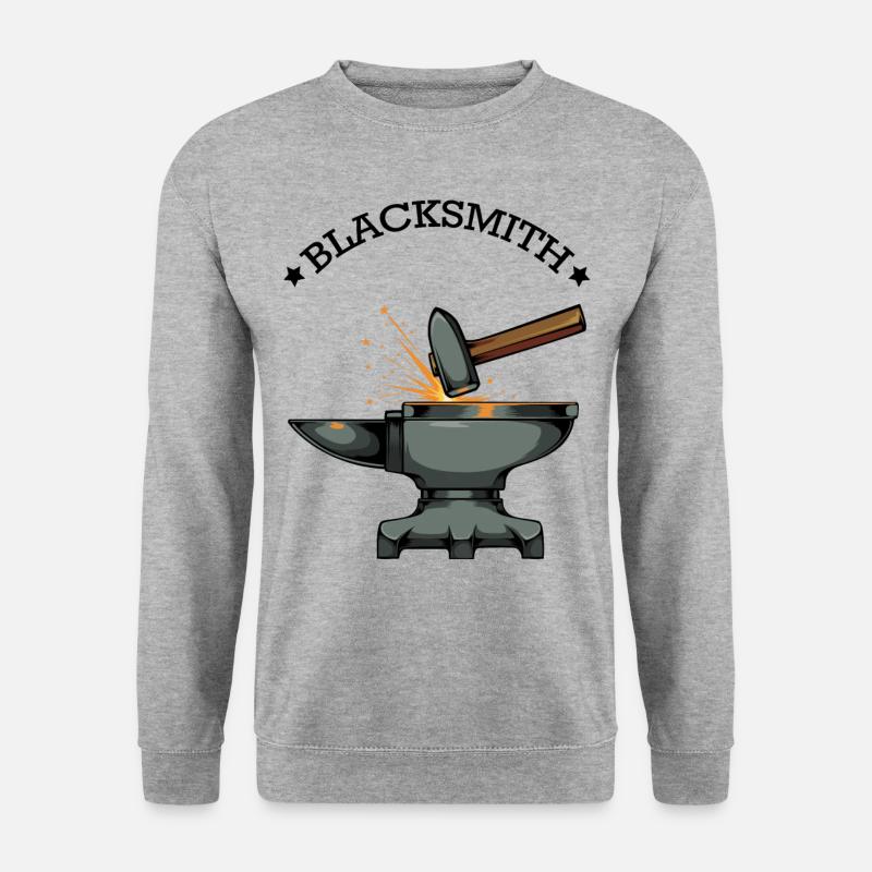 Schmied Amboss Hammer Schmieden Geschenkidee - Unisex Pullover - Weißgrau meliert