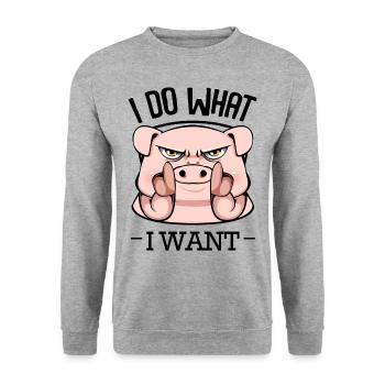 Pig - Unisex Sweatshirt - salt & pepper - Front - Alina (178cm) & Michal (187cm)