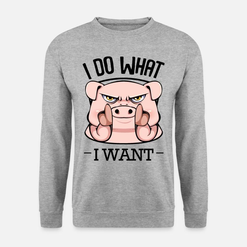 Schwein - Unisex Pullover - Weißgrau meliert