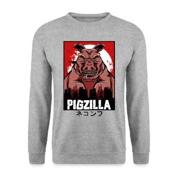 Schwein - Unisex Pullover - Weißgrau meliert - Vorne - Alina (178cm) & Michal (187cm)
