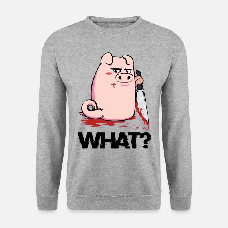 Schwein - Unisex Pullover - Weißgrau meliert