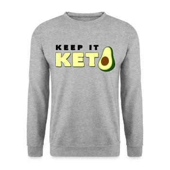 Keep It Keto Avocado Spruch Ketogene Diät Geschenk - Unisex Pullover - Weißgrau meliert - Vorne - Alina (178cm) & Michal (187cm)