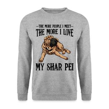 Shar Pei - Unisex Pullover - Weißgrau meliert - Vorne - Alina (178cm) & Michal (187cm)