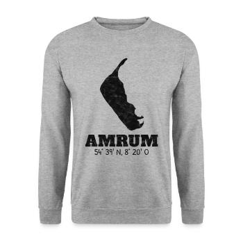 Amrum Nordsee Koordinaten - Unisex Pullover - Weißgrau meliert - Vorne - Alina (178cm) & Michal (187cm)
