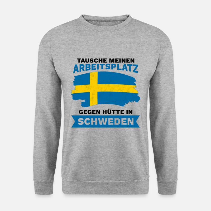 Tausche Arbeitsplatz gegen Hütte in Schweden - Unisex Pullover - Weißgrau meliert