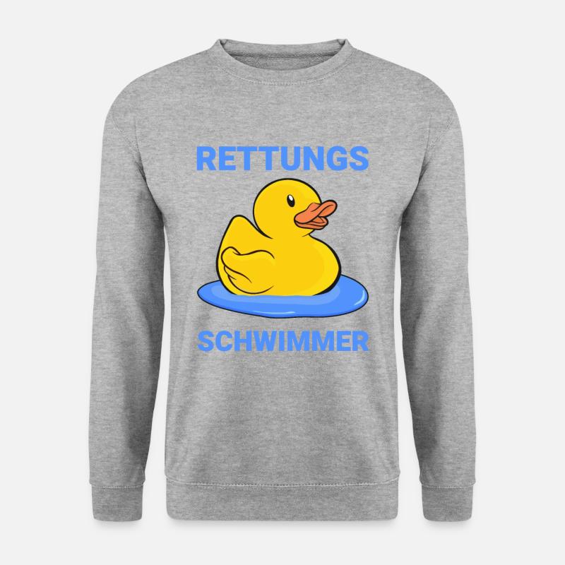 Badeente Gummiente Quietscheente Rettungsschwimmer - Unisex Pullover - Weißgrau meliert