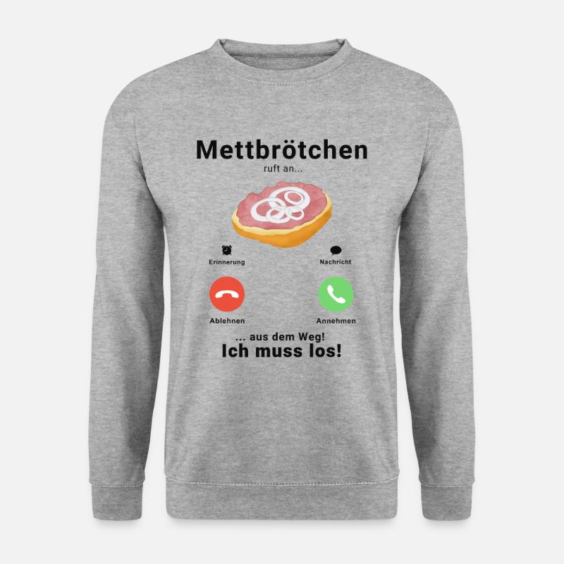 Mett Mettbrötchen Hackfleisch Hackepeter Brötchen - Unisex Pullover - Weißgrau meliert