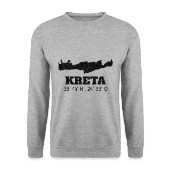 Griechenland Kreta Koordinaten Insel Urlaub Reise - Unisex Pullover - Weißgrau meliert - Vorne - Alina (178cm) & Michal (187cm)