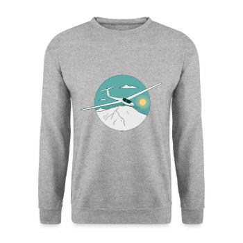 Segelflugzeug Gleitflugzeug Segelfliegen - Unisex Pullover - Weißgrau meliert - Vorne - Alina (178cm) & Michal (187cm)