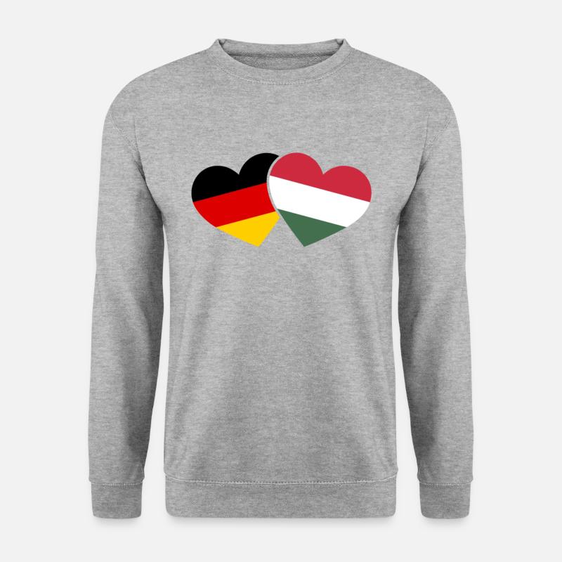 Ungarn und Deutschland Herz Urlaub Reise - Unisex Pullover - Weißgrau meliert