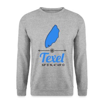 Texel Niederlande Holland Insel Koordinaten - Unisex Pullover - Weißgrau meliert - Vorne - Alina (178cm) & Michal (187cm)