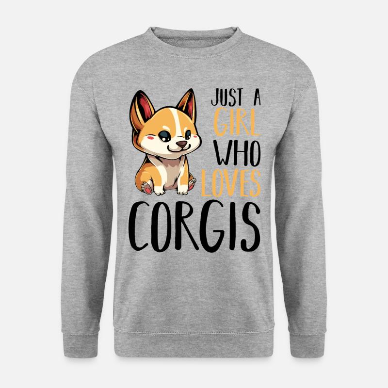 Corgi - Unisex Pullover - Weißgrau meliert