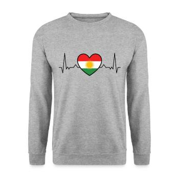 Kurdistan flag heart heartbeat origin - Unisex Sweatshirt - salt & pepper - Front - Alina (178cm) & Michal (187cm)