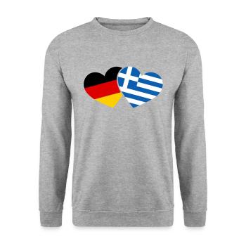 Greece and Germany heart Crete vacation - Unisex Sweatshirt - salt & pepper - Front - Alina (178cm) & Michal (187cm)