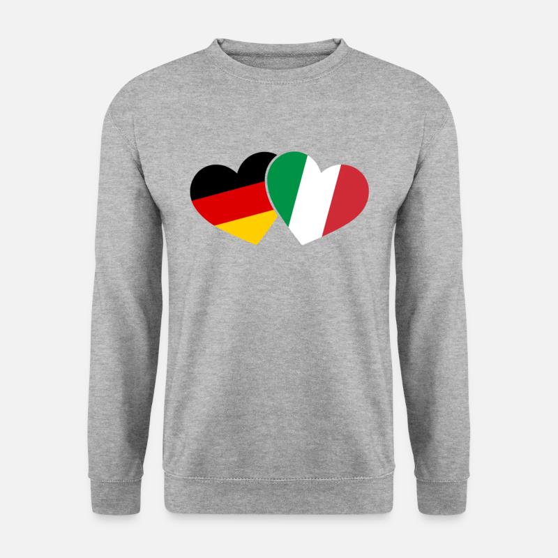 Italien und Deutschland Herz Urlaub Reise - Unisex Pullover - Weißgrau meliert