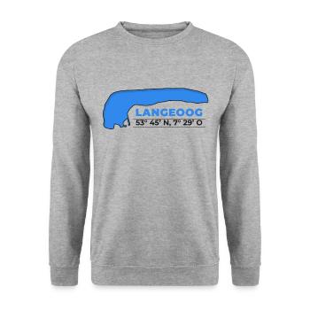 Langeoog Koordinaten Nordsee Insel Urlaub - Unisex Pullover - Weißgrau meliert - Vorne - Alina (178cm) & Michal (187cm)