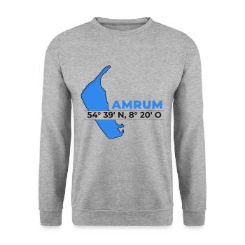 Îles de la Frise orientale - coordonnées Amrum - Sweat-shirt Unisexe - gris chiné - Devant - Alina (178cm) & Michal (187cm)