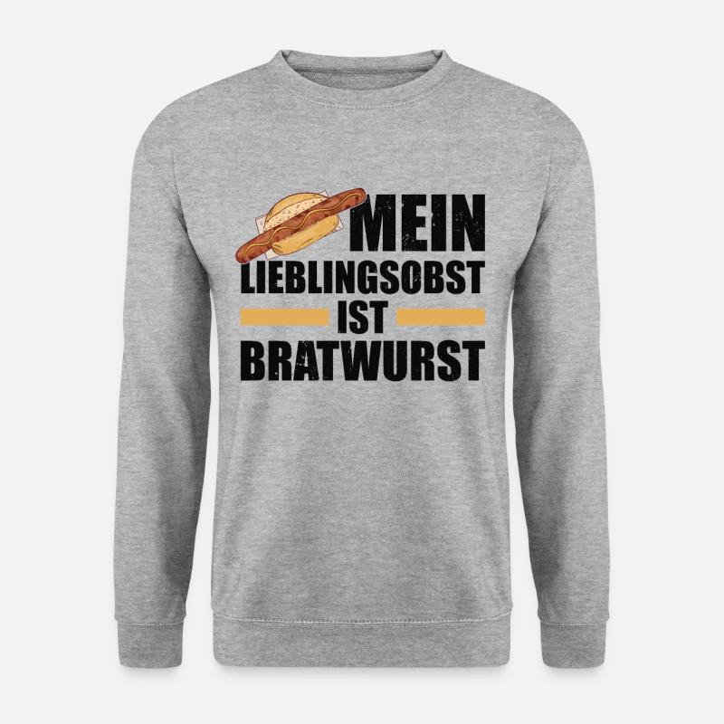 Mein Lieblingsobst ist Bratwurst w - Unisex Pullover - Weißgrau meliert