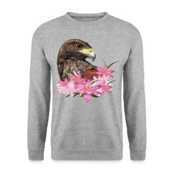 harris hawk - Unisex Sweatshirt - salt & pepper - Front - Alina (178cm) & Michal (187cm)