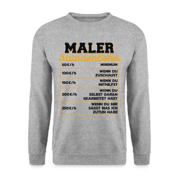 Maler Stundenlohn Lackierer Stundensatz Geschenk - Unisex Pullover - Weißgrau meliert - Vorne - Alina (178cm) & Michal (187cm)