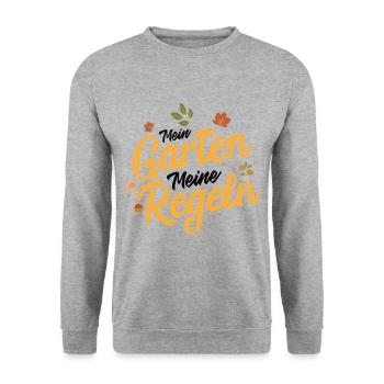 Mein Garten Meine Regeln Gärtner Gartenarbeit - Unisex Pullover - Weißgrau meliert - Vorne - Alina (178cm) & Michal (187cm)