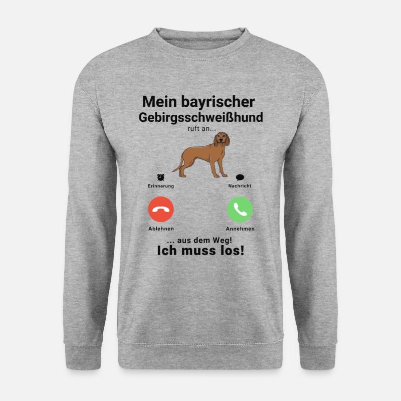 Bayerischer Gebirgsschweisshund Anruf Telefon BGS - Unisex Pullover - Weißgrau meliert