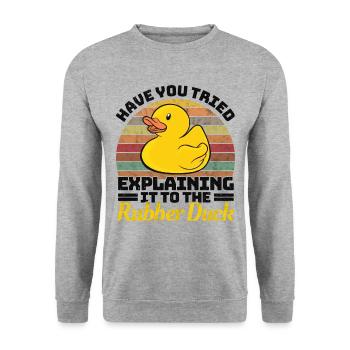 Programmer Programming Duck Rubber Duck - Unisex Sweatshirt - salt & pepper - Front - Alina (178cm) & Michal (187cm)