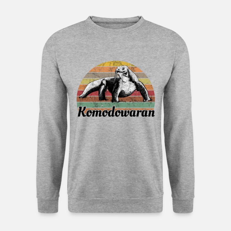 Komodowaran Komodo Reptilien Vintage - Unisex Pullover - Weißgrau meliert