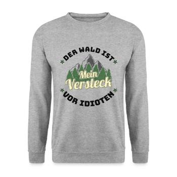 Der Wald ist mein Versteck vor Idioten - Unisex Pullover - Weißgrau meliert - Vorne - Alina (178cm) & Michal (187cm)