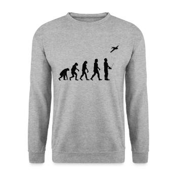 Model airplane evolution retro vintage model airplane - Unisex Sweatshirt - salt & pepper - Front - Alina (178cm) & Michal (187cm)
