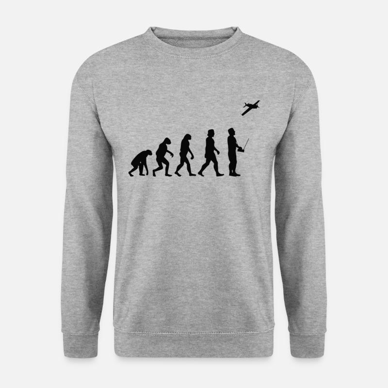 Modèle d'avion évolution rétro vintage modèle d'avion - Sweat-shirt Unisexe - gris chiné