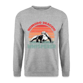 Dragon de Komodo Whisperer Dragon de Komodo Dragon de Komodo - Sweat-shirt Unisexe - gris chiné - Devant - Alina (178cm) & Michal (187cm)