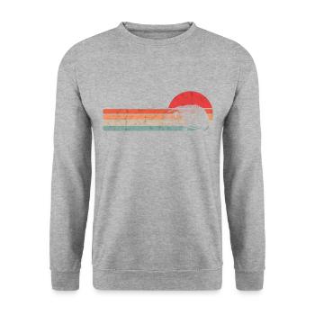 Igel Retro Vintage Igel Herbst Tier Geschenk - Unisex Pullover - Weißgrau meliert - Vorne - Alina (178cm) & Michal (187cm)