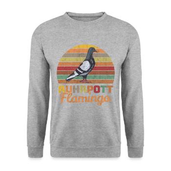 Ruhrpott Flamingo Ruhrgebiet Stadttaube Taube - Unisex Pullover - Weißgrau meliert - Vorne - Alina (178cm) & Michal (187cm)