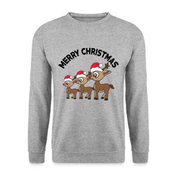 Reindeer Family Celebrate Merry Christmas Merry Xmas - Unisex Sweatshirt - salt & pepper - Front - Alina (178cm) & Michal (187cm)