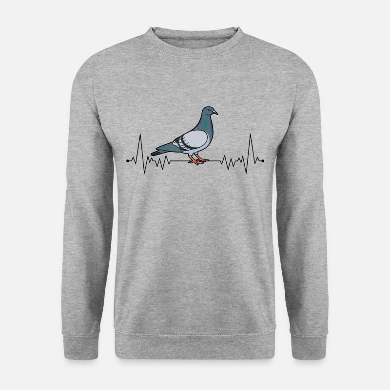 Tauben Herzschlag Stadttaube Brieftaube - Unisex Pullover - Weißgrau meliert