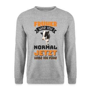 Kuh Kühe Spruch Bauer Landwirt Tiere Geschenkidee - Unisex Pullover - Weißgrau meliert - Vorne - Alina (178cm) & Michal (187cm)