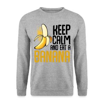 Bananes Fruit - Sweat-shirt Unisexe - gris chiné - Devant - Alina (178cm) & Michal (187cm)