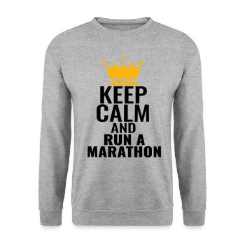 Marathon King Prince Crown Run Keep Calm saying - Unisex Sweatshirt - salt & pepper - Front - Alina (178cm) & Michal (187cm)