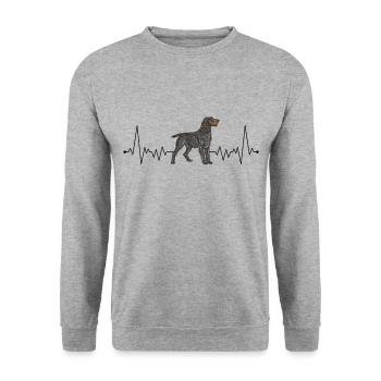 German Wirehaired Pointer Heartbeat Hound Dog - Unisex Sweatshirt - salt & pepper - Front - Alina (178cm) & Michal (187cm)