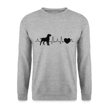 German Wirehaired Pointer Heartbeat Hound Dog - Unisex Sweatshirt - salt & pepper - Front - Alina (178cm) & Michal (187cm)