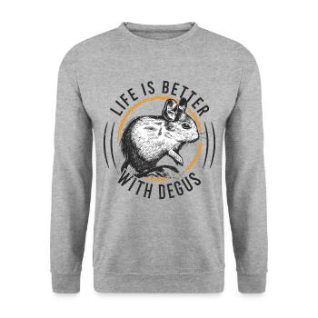 Life is better with Degus Degu gift - Unisex Sweatshirt - salt & pepper - Front - Alina (178cm) & Michal (187cm)