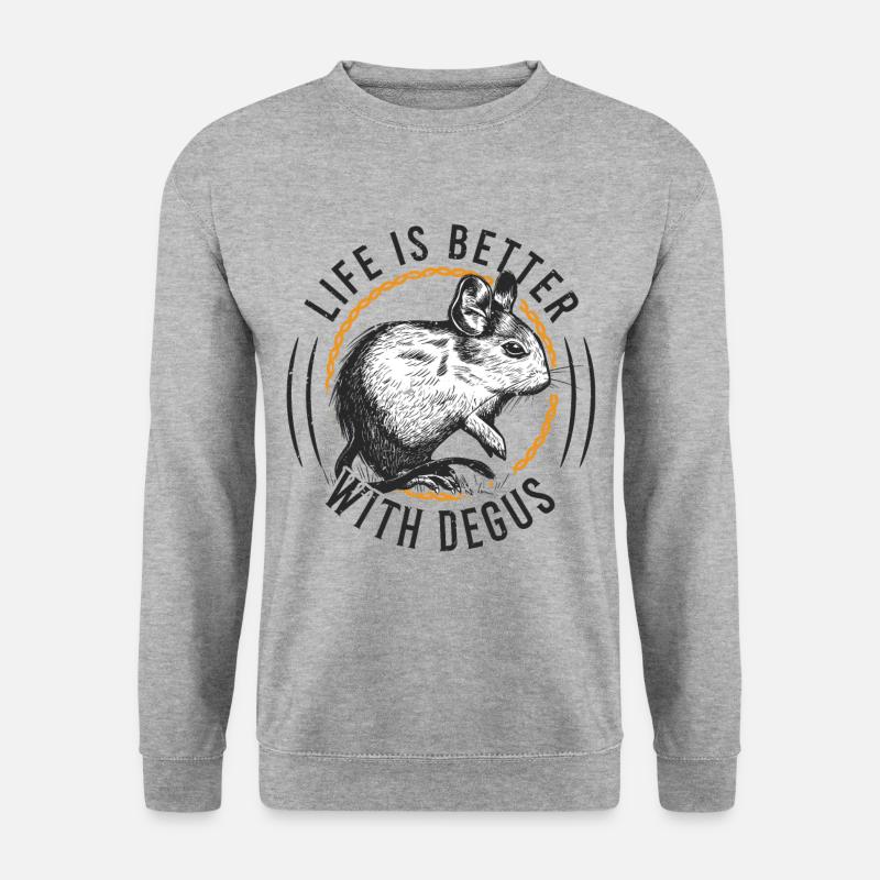 Life is better with Degus Degu Geschenk - Unisex Pullover - Weißgrau meliert