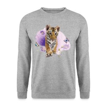 Bengal tiger - Unisex Sweatshirt - salt & pepper - Front - Alina (178cm) & Michal (187cm)