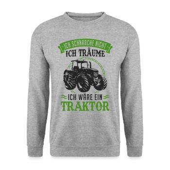 Ich schnarche nicht Ich träume ich sei ein Traktor - Unisex Pullover - Weißgrau meliert - Vorne - Alina (178cm) & Michal (187cm)