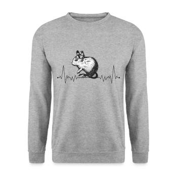 Cadeau de Rongeurs Degu Heartbeat - Sweat-shirt Unisexe - gris chiné - Devant - Alina (178cm) & Michal (187cm)