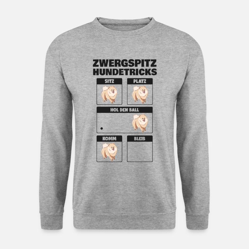 Zwergspitz Hundetricks Pomeranian Hund - Unisex Pullover - Weißgrau meliert