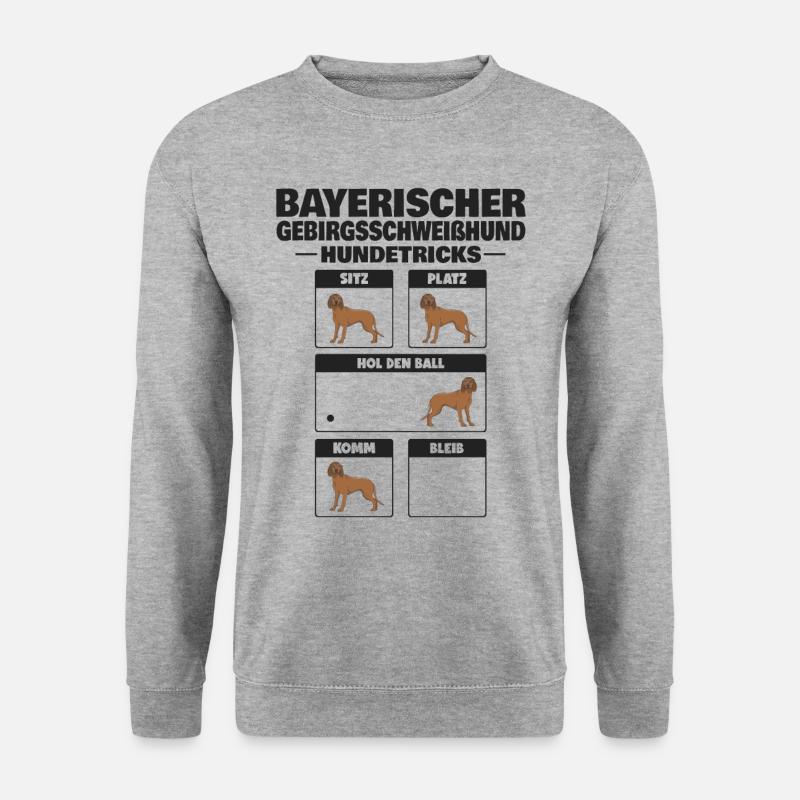 Bayerischer Gebirgsschweisshund Tricks BGS - Unisex Pullover - Weißgrau meliert